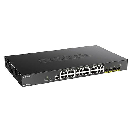 D-Link 28-Port 10-Gigabit Smart Managed PoE Switch - 28 Ports - Manageable - 3 Layer Supported - Modular - 370 W PoE Budget - Twisted Pair, Optical Fiber - PoE Ports - Lifetime Limited Warranty