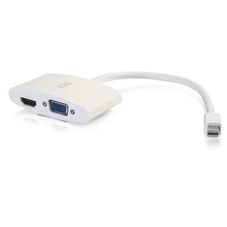 C2G 28272 Mini DisplayPort Male to 4K UHD HDMI or VGA Female Adapter Converter, White (8 Inches) HDMI VGA Adapter White