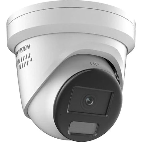 Hikvision DS-2CD2347G2-LSU/SL 4MP Outdoor Turret IP Camera w/ 2.8mm Lens, 24/7 Color, Strobe Light + Audible Alarm, H.265+, IP67, 12VDC/PoE