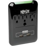 Tripp Lite Protect It! Surge Protector, 3 AC Outlets/2 USB Ports, 540 J, Black 7.00in. x 4.00in. x 2.70in.