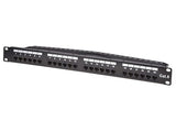 Monoprice 24-Port Cat6 Unshielded UL Listed Patch Panel, 1U, 110/Dual IDC, with Wire Support Bar, Metal Front, PoE+ (TAA), T568A/B, 22-24 AWG, Gold Plated Contacts, Black