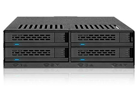 ICY DOCK 4 Bay 2.5 SAS/SATA HDD & SSD Hot Swap Cage for External 5.25 Bay | ExpressCage MB324SP-B Black