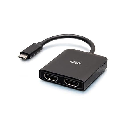 C2G USB-C to Dual HDMI 4K Dual Monitor MST Hub, Mini DP Multi-Stream Transport (MST) Multiple Monitor Splitter, Black