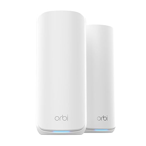 NETGEAR Orbi 870 Series Tri-Band WiFi 7 Mesh System (RBE872) - Router + 1 Satellite Extender, Security Features, Up to 21 Gbps, Covers up to 6,000 sq. ft., 150 Devices, 10 Gig Internet Port, BE21000