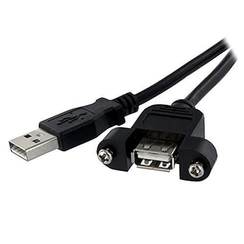 StarTech.com 2 ft Panel Mount USB Cable A to A F/M - Panel Mount USB Extension USB A-Female to A-Male Adapter Cable 2ft - USB-A (F) Port (USBPNLAFAM2),Black