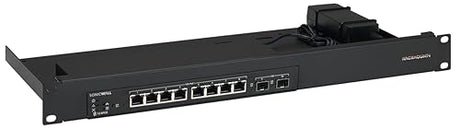 Rackmount.IT RM-SW-T8 Rack Mount Kit for SonicWall SWS12-8 and SWS12-8POE – 1U, Front Ports, Fixed Power Bracket, Black Steel (RM-SW-T8)