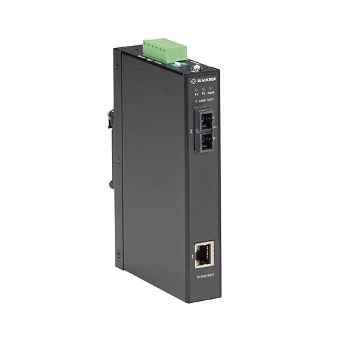 Black Box LGC280 Series Gigabit Industrial Media Converter - Multimode SC - 1 x Network (RJ-45) - 1 x SC Ports - DuplexSC Port - Multi-mode - Gigabit Ethernet - 10/100/1000Base-T, 1000Base-X - Rail-mo