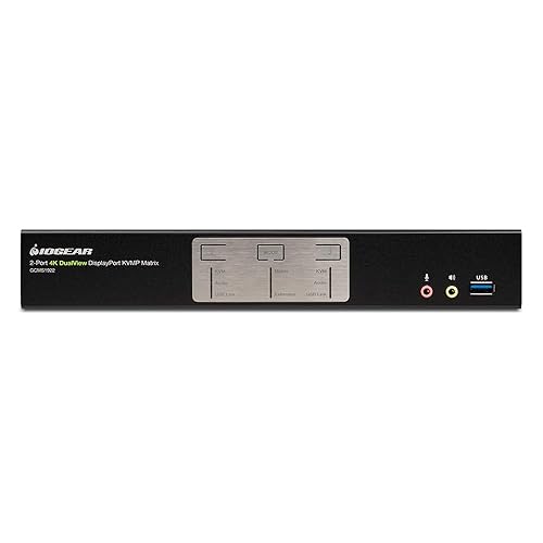 IOGEAR KVMP 2-Port 4K Dual View DisplayPort Matrix with USB 3.1 Gen1 Hub and Audio – 4096x2160 @ 60Hz – Mouse Crossover Switching – 7.1 Audio Mixer – Windows MacOS Linux - TAA Compliant - GCMS1922