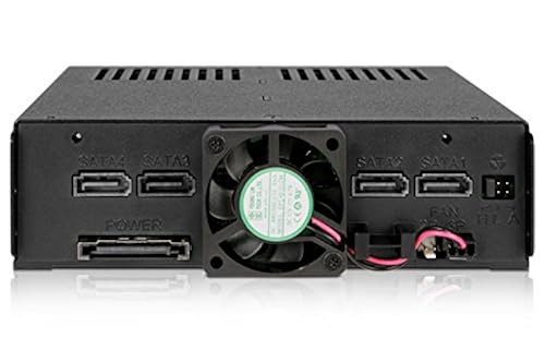 ICY DOCK 4 Bay 2.5 SAS/SATA HDD & SSD Hot Swap Cage for External 5.25 Bay | ExpressCage MB324SP-B Black