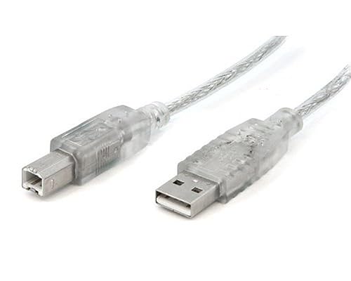 StarTech.com Clear A to B USB 2.0 Cable - USB Cable - 4 pin USB Type A (M) - 4 pin USB Type B (M) - 3 ft - Transparent (USBFAB3T)