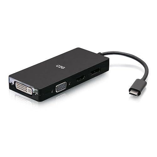 C2G USB-C Multiport Adapter, 4-in-1 Video Adapter with HDMI, DisplayPort, DVI, VGA - 4K 60Hz