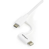 STARTECH 3' Apple Lightning or Micro USB to USB Cable for iPhone/iPod/iPad, White (LTUB1MWH) White Adapter w/ 3ft Cable