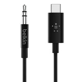 Belkin Rockstar USB-C to 3.5 mm Audio Cable, 3 Feet, Black (F7U079bt03-BLK) Black 3' USB-C to 3.5mm