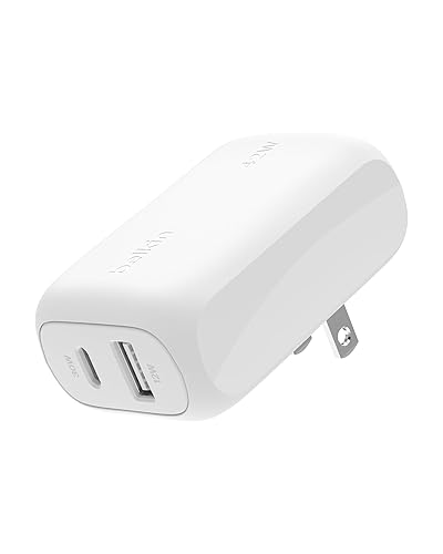 Belkin BoostCharge 42W Dual Port Wall Charger, USB-C + USB-A Charger Fast Charging for iPhone 16, 16 Plus, 16 Pro, 16 Pro Max, 15, 15 Pro Max, iPhone 14, Galaxy S24 Ultra, iPad, AirPods & More - White Standalone