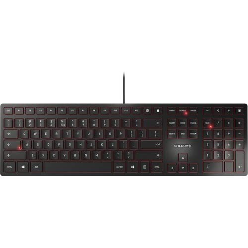 Cherry KC 6000 Slim Keyboard - Cable Connectivity - USB Interface - 104 Key - English (US) - Multimedia Hot Key(s) - QWERTZ Keys Layout - SX - Black