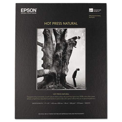 Epson Fine Art Paper - 17 x 22-330 g/m Grammage - Smooth, Matte - 25 / Pack - Natural WHI