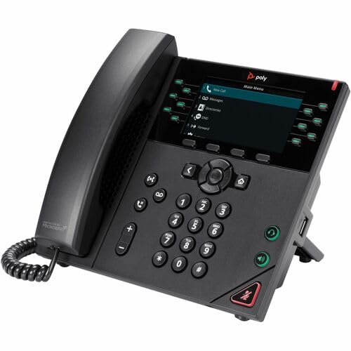 Poly VVX 450 12-Line IP Phone and PoE-Enabled - Corded - Corded - Wall Mountable, Desktop - Black - VoIP - 4.3 - 2 x Network (RJ-45) - PoE Ports