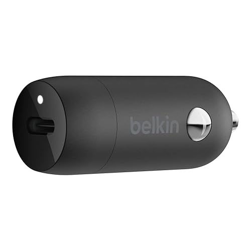 Belkin Boost?Charge™ 30W Fast Car Charger, Compact Design w/USB-C Power Delivery Port, USB-C to Lightning Cable Included, Universal Compatibility for iPhone 14 Series, iPad, and More - Black