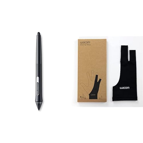 Wacom KP504E Pro Pen 2 with Case, black & Drawing Glove, two-finger artist glove for drawing tablet pen display, 90% recycled material, eco-friendly, one-size (1 pack) Pro Pen 2 + Drawing Glove (1 pack)