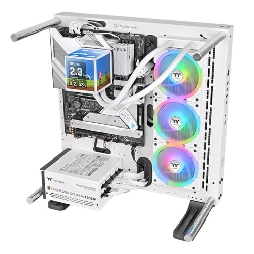 Thermaltake MINECUBE 360 Ultra CPU Liquid Cooler; Intel/AMD Compatible; 3x120mm 500~2000rpm SWAFAN EX ARGB;MAGForce 2.0. 4X 3.95 TFT LCD Screens; Swappable Fan Blades; Snow; CL-W482-PL12SW-A