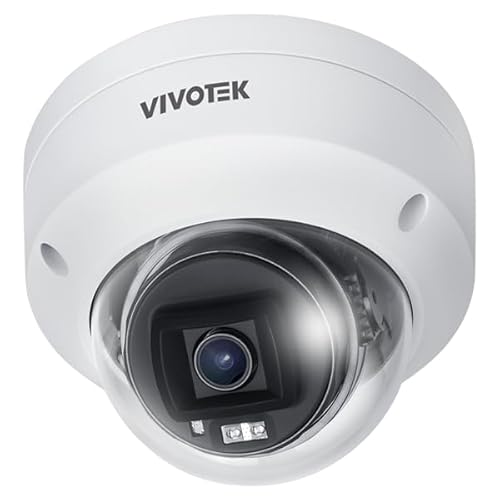 VIVOTEK FD9380-HV-V2 5MP Outdoor Fixed Dome AI Security Camera, C-Series, 2.8mm Lens, Smart IR, IK10, White