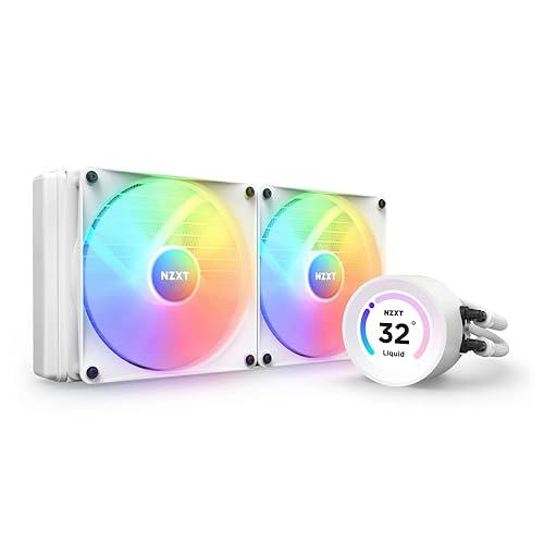 NZXT Kraken Elite 280 RGB - RL-KR28E-W1 - 280mm AIO CPU Liquid Cooler - Customizable 2.36" LCD Display for Images, Performance Metrics - High-Performance Pump - 2 x F140 RGB Core Fans - White White 280mm Radiator Kraken Elite RGB