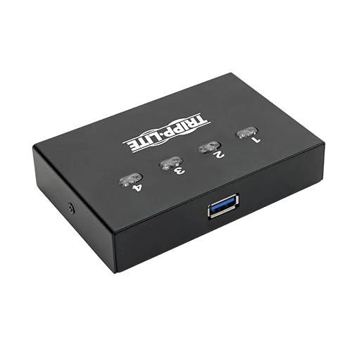 Tripp Lite 4 Port USB Switch, USB 3.0 Peripheral Switch, SuperSpeed 5 Gbps, Black, 3 Year Warranty (U359-004)