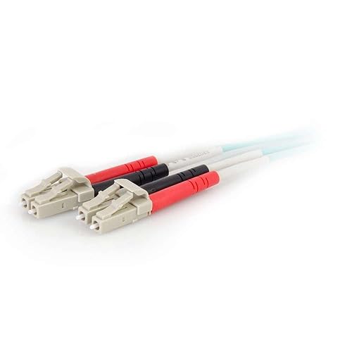 C2G 01006 OM4 Fiber Optic Cable - LC-LC 50/125 Duplex Multimode PVC Fiber Cable, Aqua (32.8 Feet, 10 Meters)