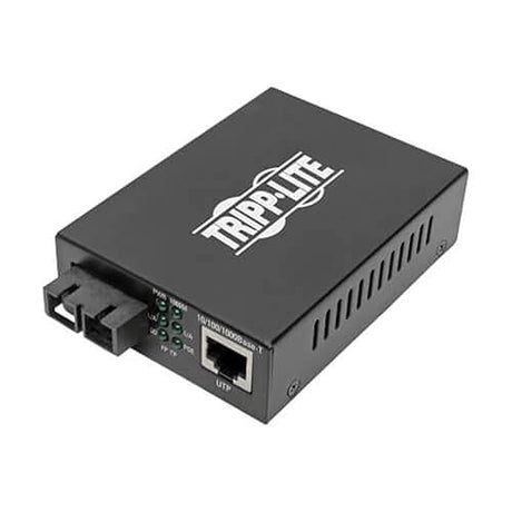 Tripp Lite Singlemode Fiber Media Converter, Fiber to Ethernet Converter, Gigabit, POE+, 10/100/1000 SC, 1310 nm, 20 km (N785-P01-SC-SM1) Singlemode 20 km (12.4 mi) SC / Singlemode