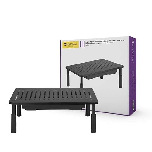 Intekview Height Adjustable Computer Stand with Drawer - Ergonomic, Ventilated, and Organized Workspace