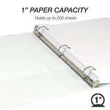 Samsill Economy 3 Ring View Binders, 1 Inch Round Ring, Customizable Clear View Cover, White, Bulk Binders - 12 Pack 1-Inch 12-Pack White