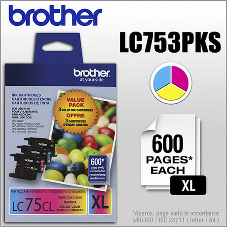 Brother LC753PKS Ink Cartridge Cyan, Magenta, Yellow