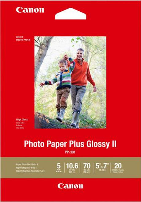 Canon 5x7 Photo Paper Plus Glossy II - 20 Sheets