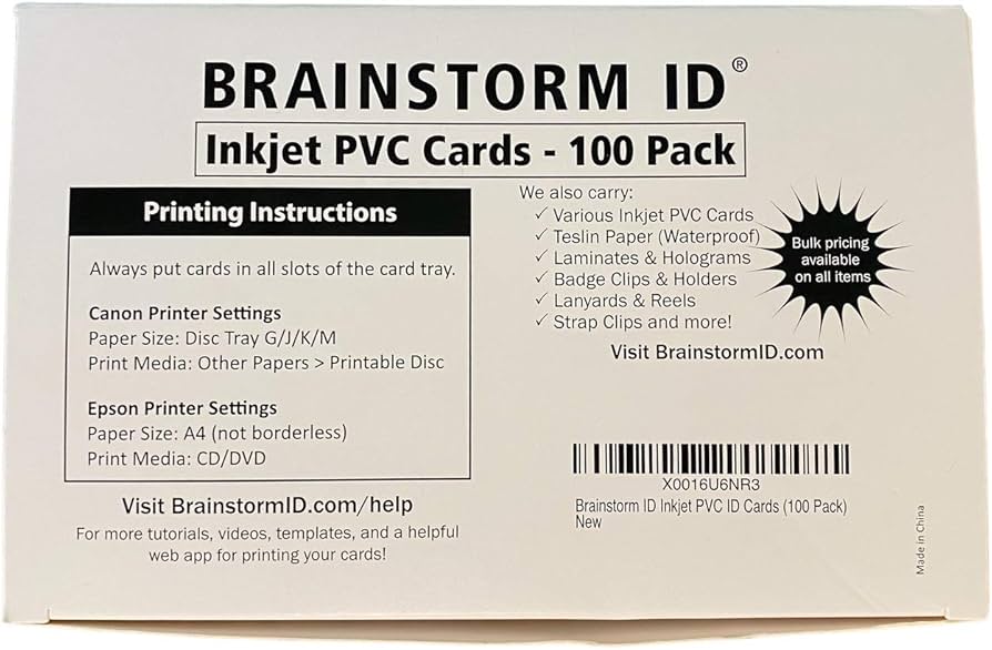 Canon Usa Inkjet Printable Plastic Cards CR80 27 Mil