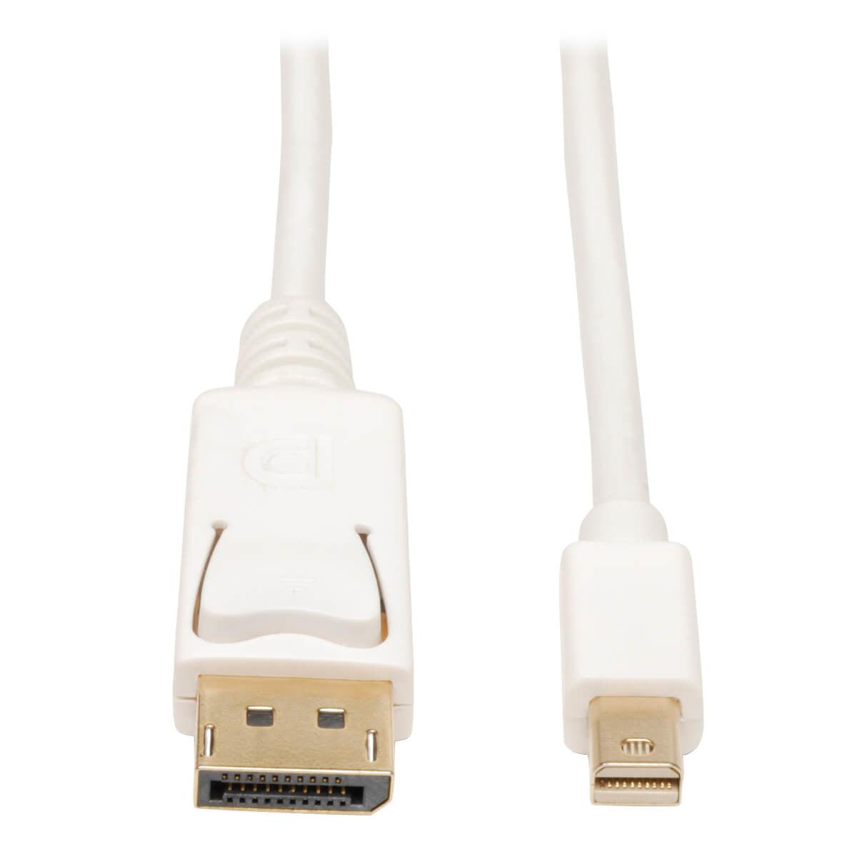 Tripp Lite Mini Displayport To Displayport Adapter Cable 4K 60Hz M/M Latching White 3