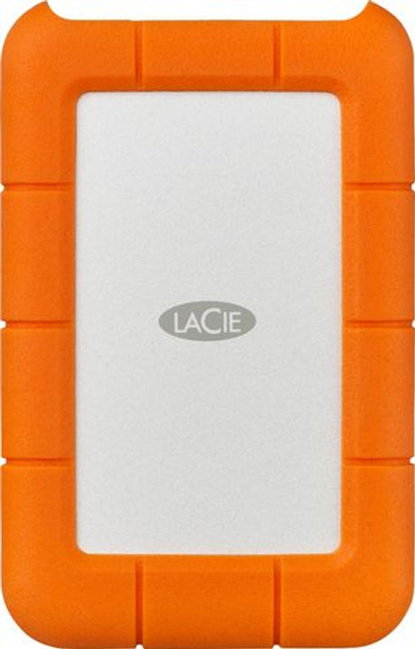 LaCie Rugged Portable External Hard Drive, 2 TB, USB-C, Orange/Silver