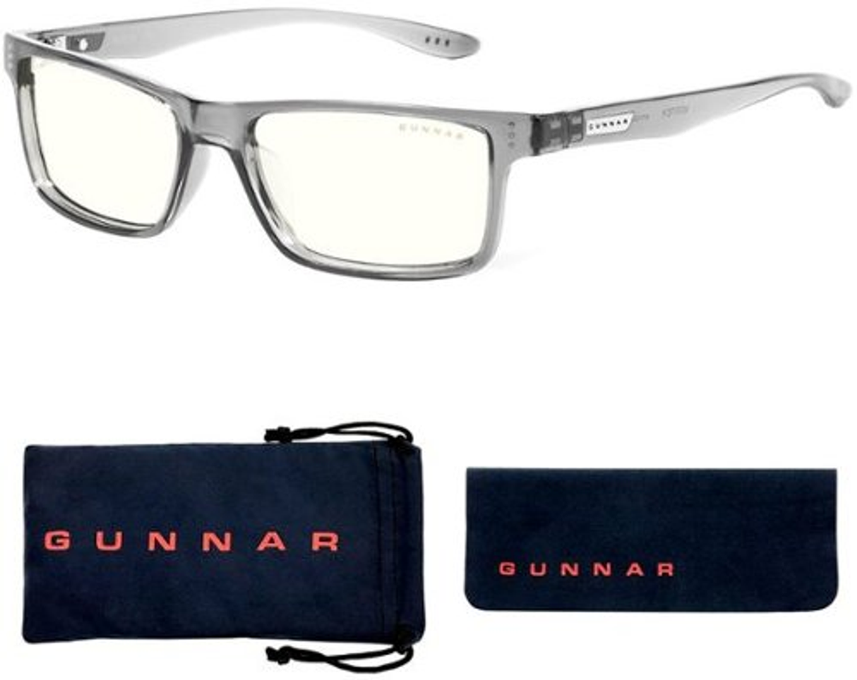 Gunnar Eyewear Vertex Blue Light Blue Light Reduction Glasses Gray Crystal Frame With ClearTint +1.5 Magnification - Gray Crystal SKU 6501690