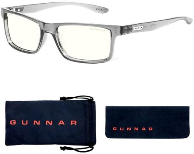 Gunnar Eyewear Vertex Blue Light Blue Light Reduction Glasses Gray Crystal Frame With ClearTint +1.5 Magnification - Gray Crystal SKU 6501690