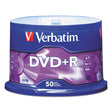 Verbatim DVD+R Discs, 4.7GB, 16x, Spindle, Matte Silver