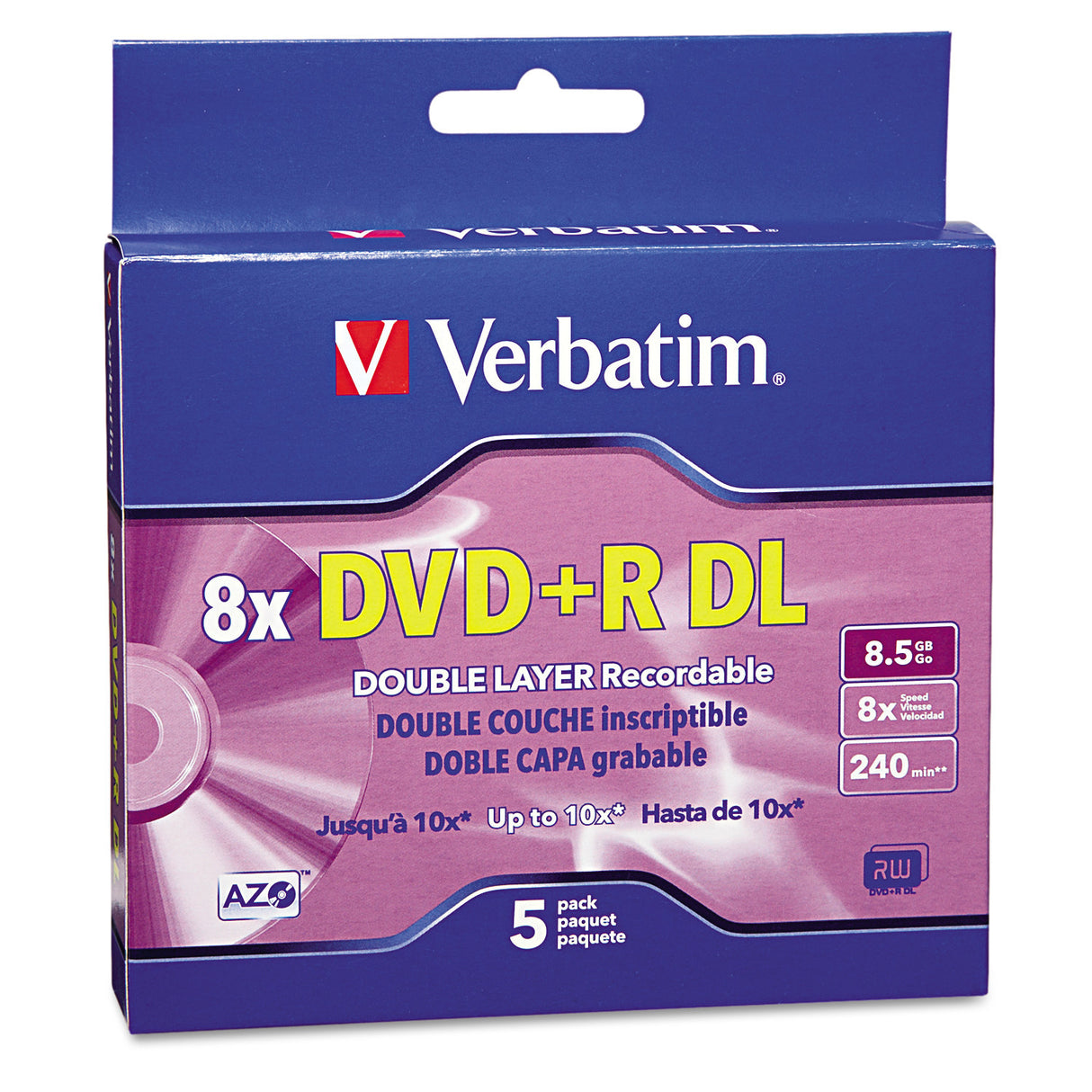 Verbatim DVD+R DL 8.5GB 8X With Branded Surface - 5pk Jewel Case Box