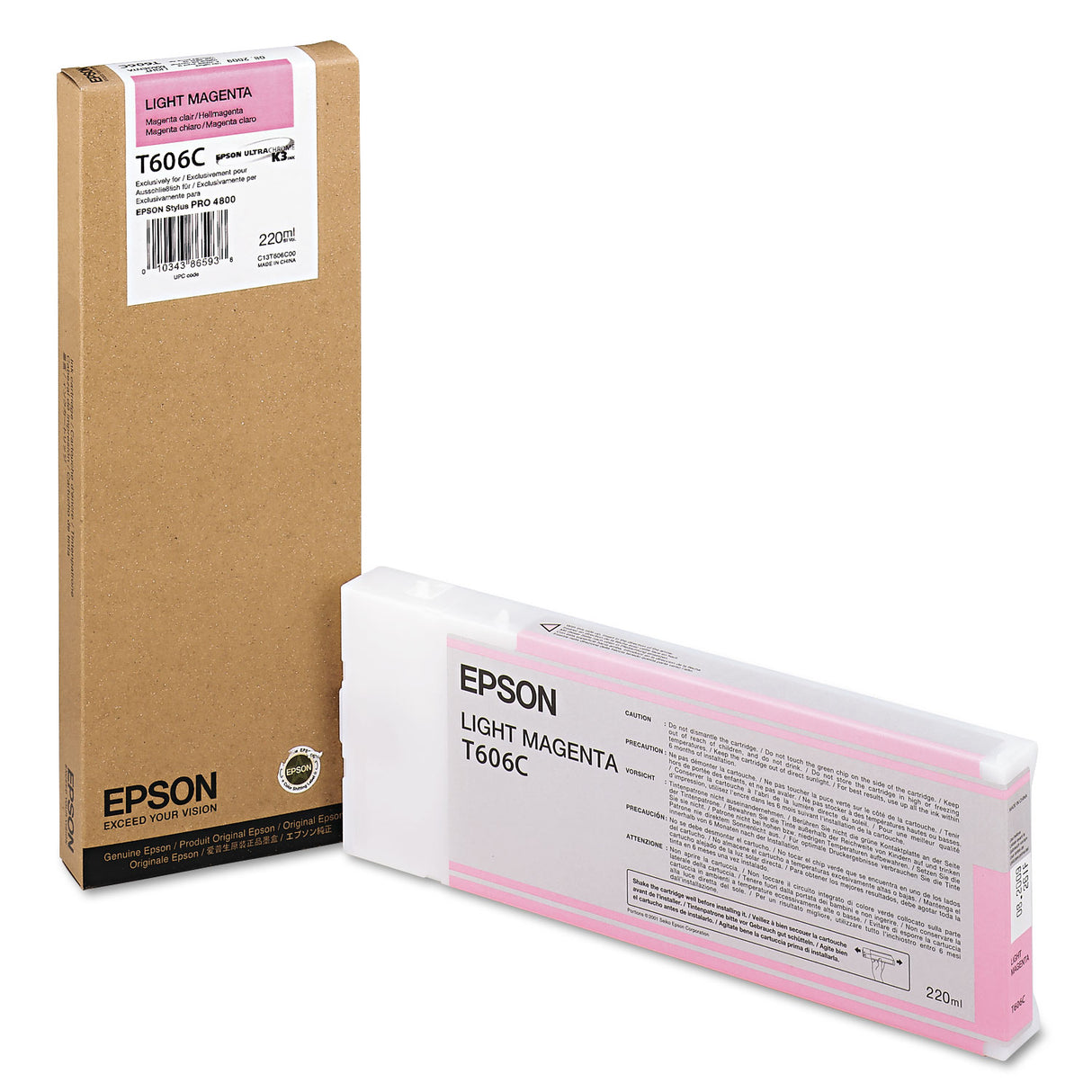 Epson T606C - 220 Ml - Light Magenta - Original - Ink Cartridge - For Stylus Pro 4800 (T606C00)