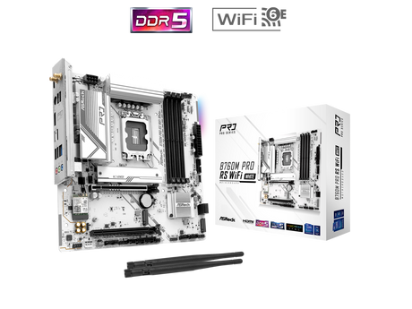 ASRock B760M Pro RS WiFi White LGA 1700 Intel B760 SATA 6Gb/s Micro ATX Motherbo