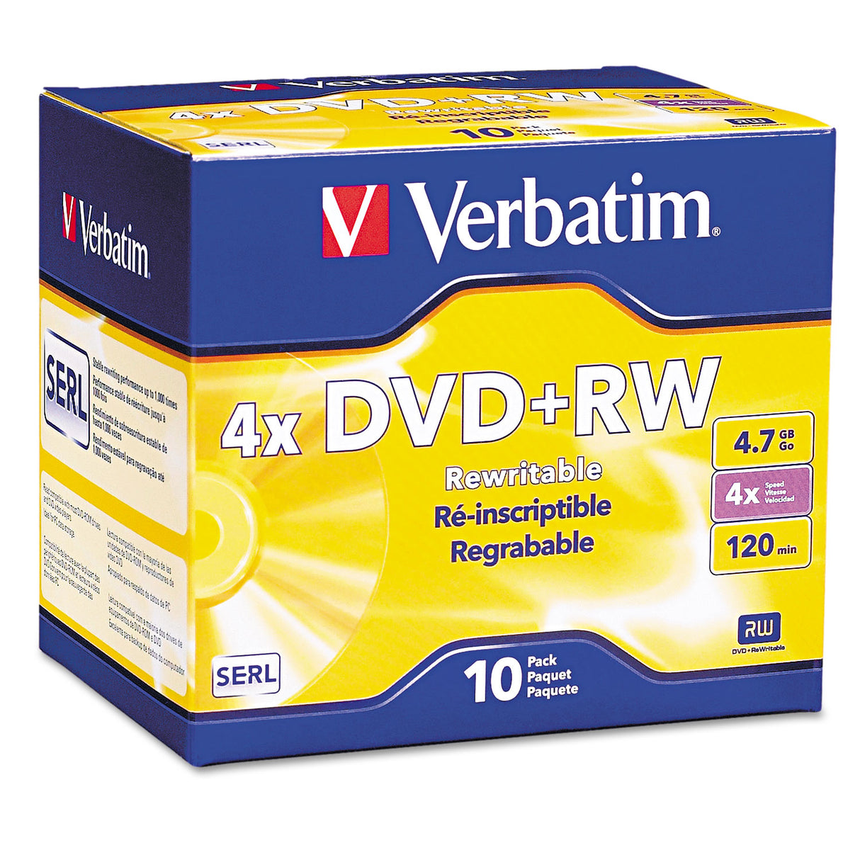 Verbatim DVD+RW Rewritable Disc 4.7 GB 4x Slim Jewel Case S