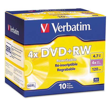Verbatim DVD+RW Rewritable Disc 4.7 GB 4x Slim Jewel Case S