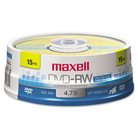 Maxell DVD-RW Discs, 4.7GB, 2x, Spindle, Gold, 15/Pack (635117)