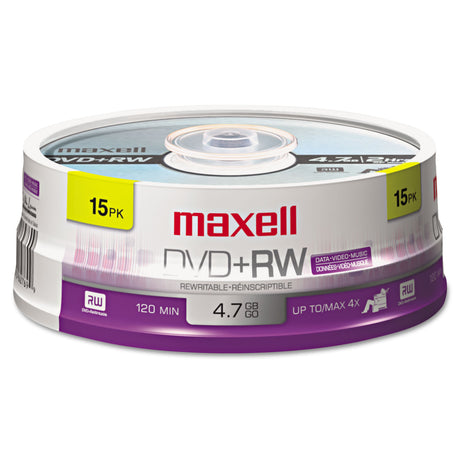 Maxell DVD+RW Discs, 4.7GB, 4x, Spindle, Silver