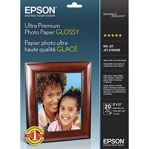 Epson 8x10 In. Ultra Premium Glossy Photo Paper - 20 Sheets