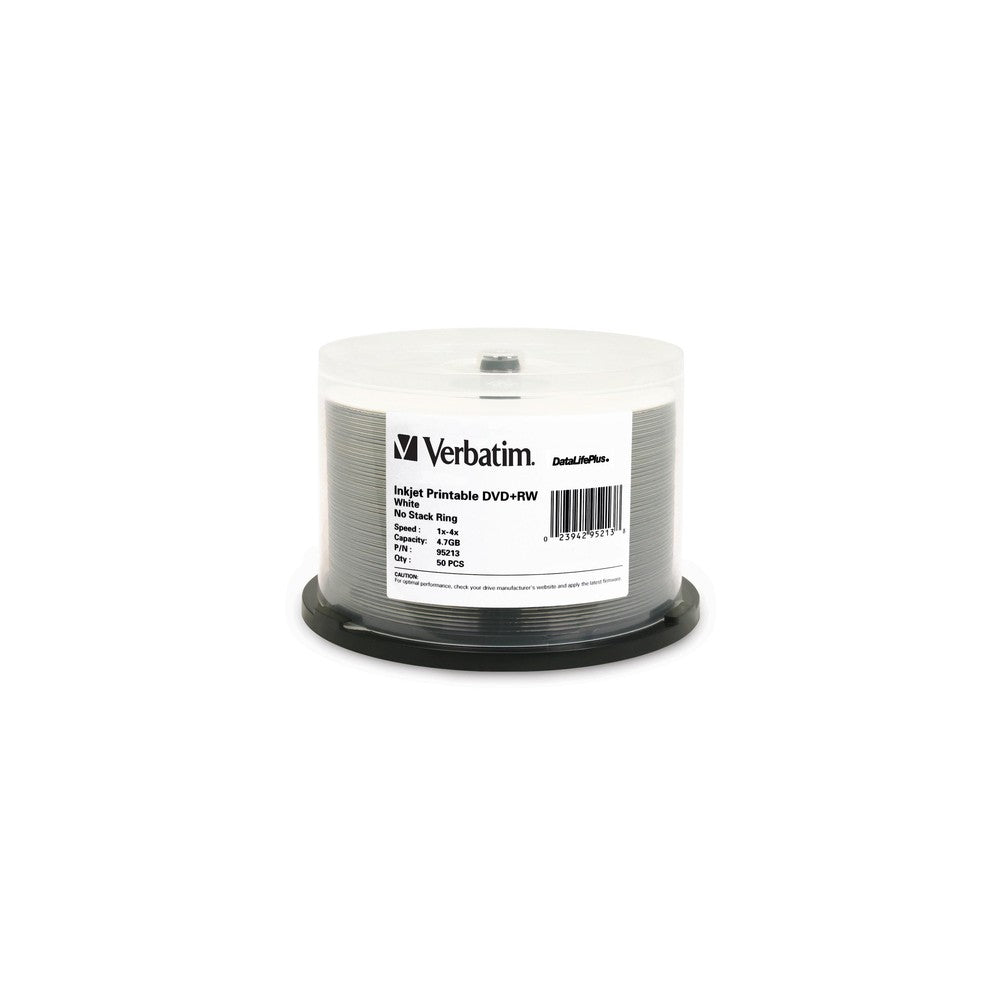 Verbatim DVD+RW 4.7GB 4X DataLifePlus White Inkjet Printable - 50pk Spindle