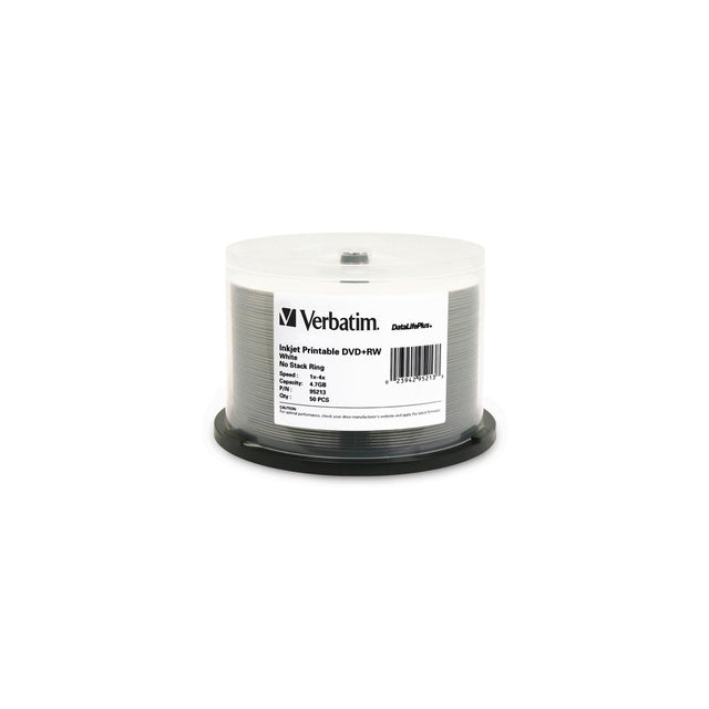 Verbatim DVD+RW 4.7GB 4X DataLifePlus White Inkjet Printable - 50pk Spindle