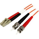 StarTech.com 1m Fiber Optic Cable - Multimode Duplex 50/125 - OFNP Plenum - LC/ST - OM2 - LC to ST Fiber Patch Cable LC-ST 1m/3ft